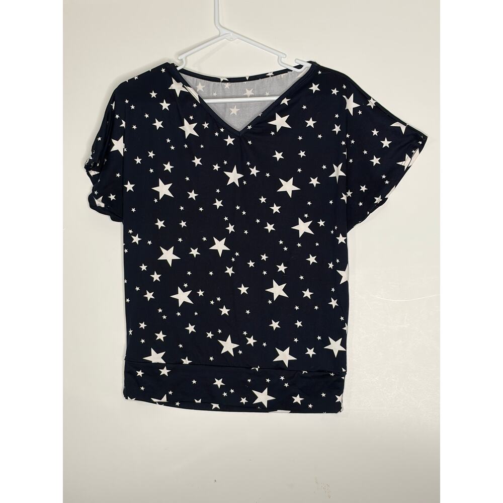 Navy & White Star Pattern Dolman Sleeve Top Size S